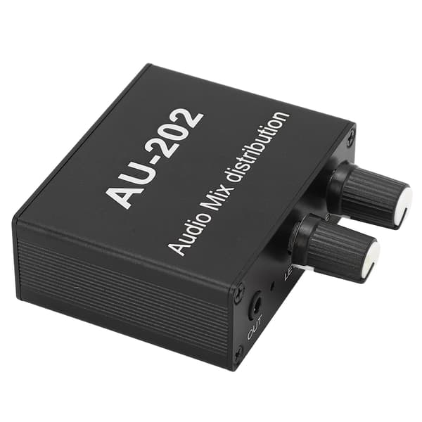 2 Input 2 Output 3.5mm Stereo Mixer Audio Forstærker Plug Play Aluminium Legering