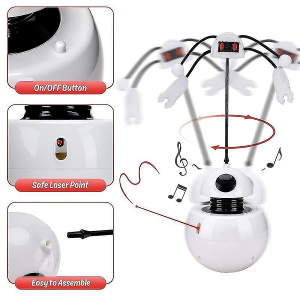 Hhcx-3in1 Cat Electric Toys Interactive Teaser Rotating Tumbler Pet Kitten Light Toy With Sound