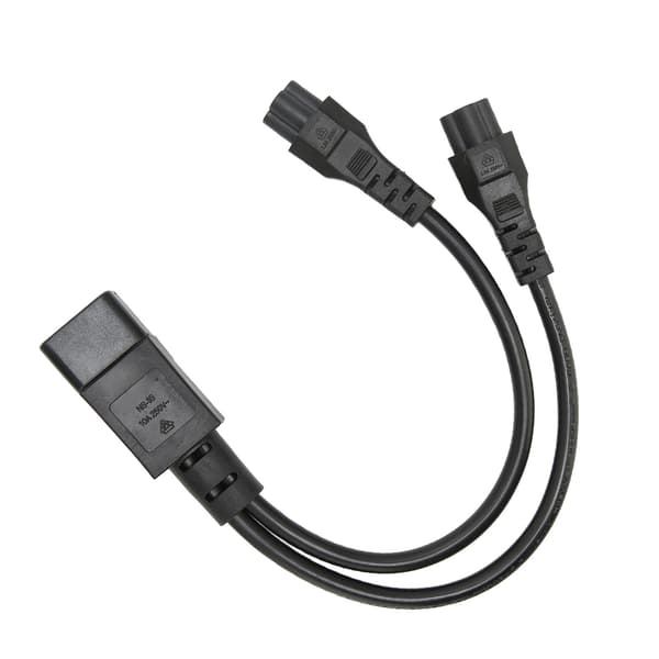 Dobbelt kvindelig strømkabel til bærbar computeradapter, 100-250V