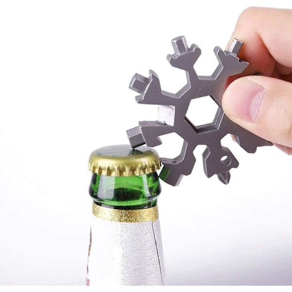 3 Pack Snowflake 18-in-1 Multi Tool, ruostumattomasta teräksestä valmistettu lumihiutalepullo