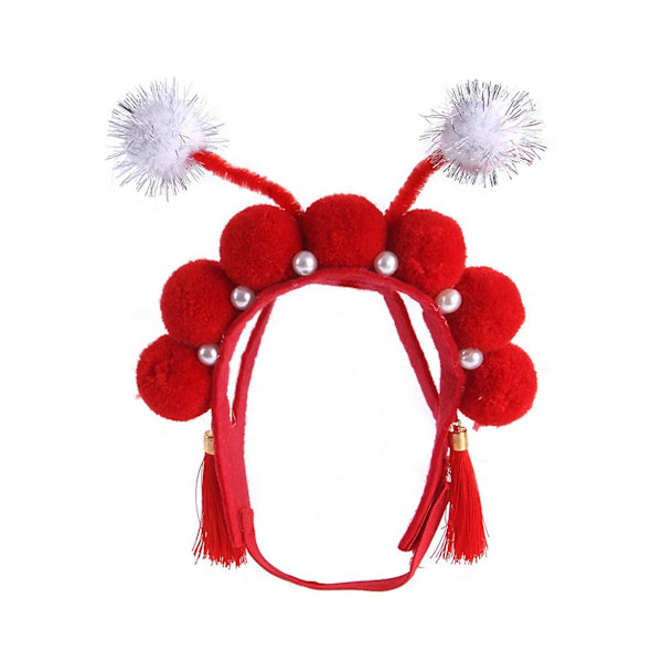 Husdjurshuvudbonader kinesisk stil dekorativ plysch Peking Opera Design Cat Cosplay Keps för fest Red