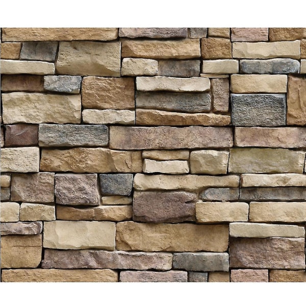 2kpl 3d Wall Paper Brick Stone Rustic Effect Itseliimautuva seinätarra Kodin sisustus Multicolor