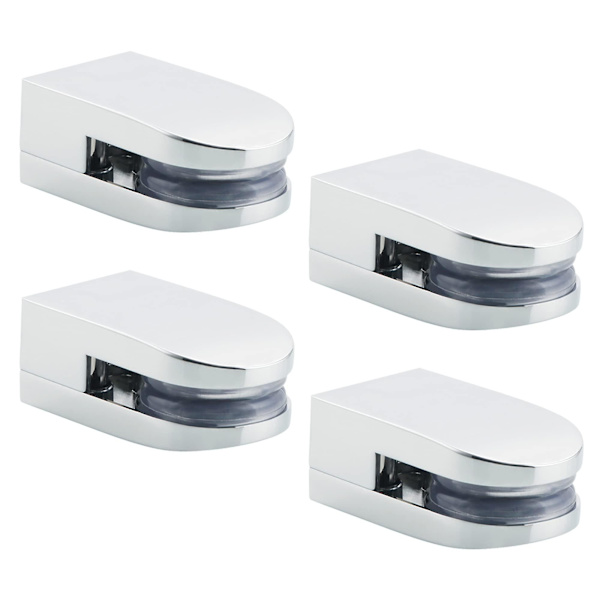 4 stk Glasklemme Glashyldebeslag til 5-10 mm tykt glas, justerbar glasclips D form flad bagside til glas