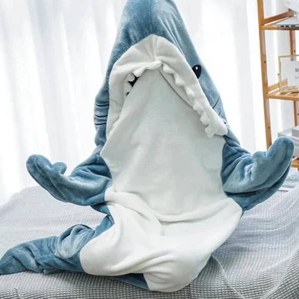 Super Soft Shark Blanket Hettegenser Vuxen, Shark Blanket Mysig Flanell Hettegenser-scntcn L