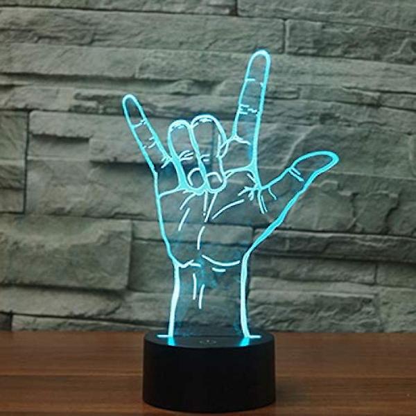 3d Jeg elsker dig tegnsprog Natlys Touch Bord Skrivebord Optisk illusion Lamper 7 farveskiftende lys Hjem dekoration Jul fødselsdagsgave