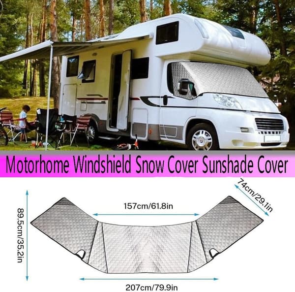 【BQ】Compatible with RV Windshield Sunshade for C 1997-2022 4-Layer Thick Snow Cover for RV Windshield