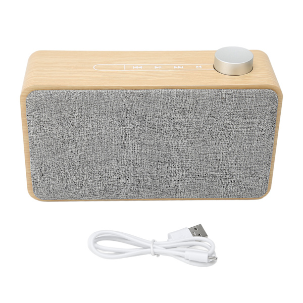 Trådlös Bluetooth-högtalare i trä Bärbar Bluetooth-högtalare Stöder minneskort USB AUX MP3 Gul