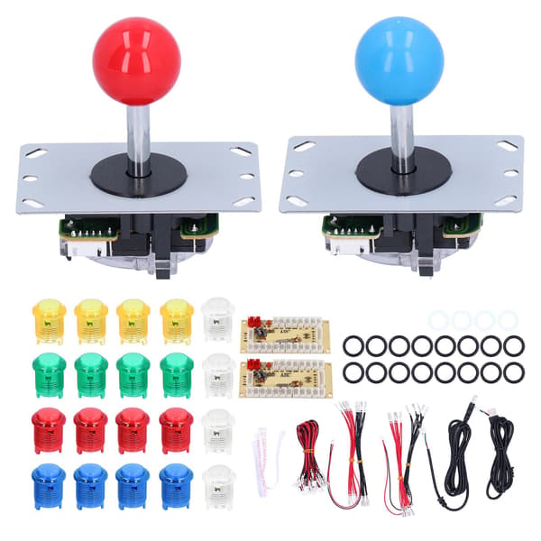 2 Spiller Arkadespill DIY-sett Joystick Sett LED Arkadeknapper for Dataspill 5V