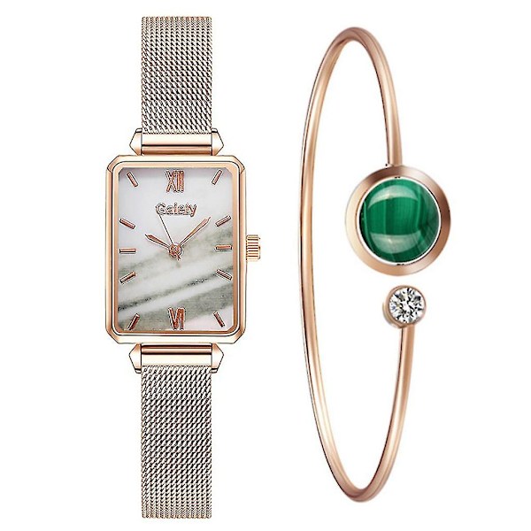 Damklockor Mode Square Dam Quartz Watch Armband Set white