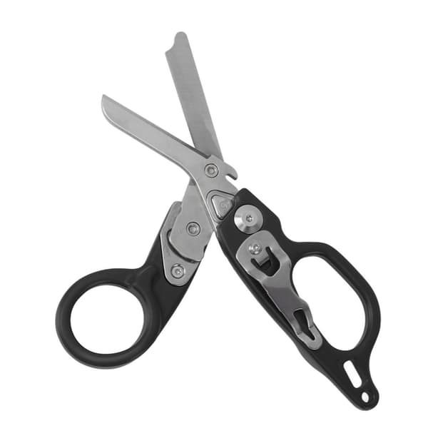 Akut Saks Aluminium Legering Multifunktionel Foldbar Saks til Indendørs Udendørs Sort