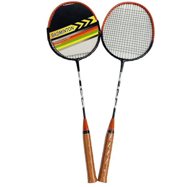 2stk Sportsbadmintonracket Sklisikkert håndtak Racket for utendørs spill Orange