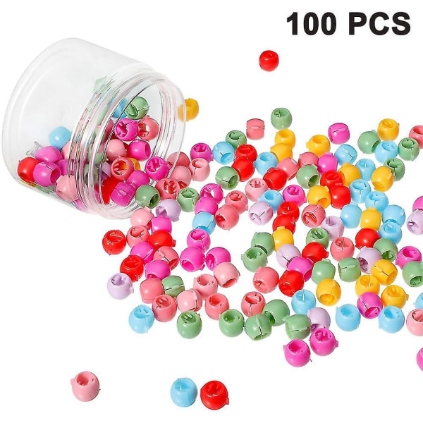 100 stk Mini Hårklemme Rainbow Beads Clip for barn, jenter, kvinner