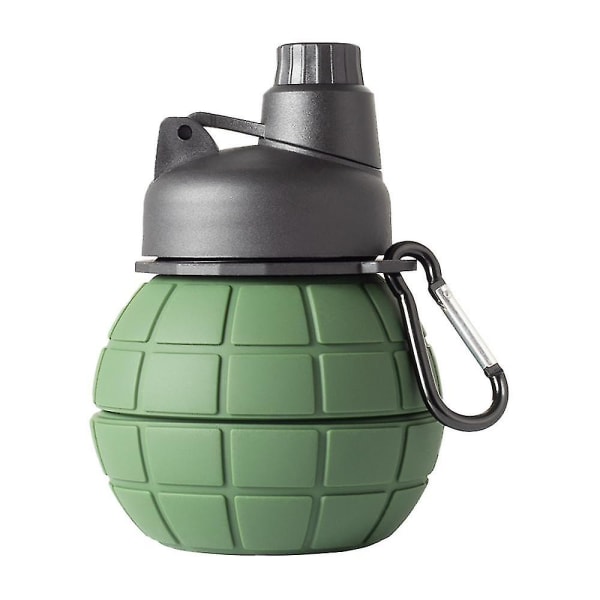 Art Clip-on Collapsible Silicone Water Bottle For Kids ArmyGreen