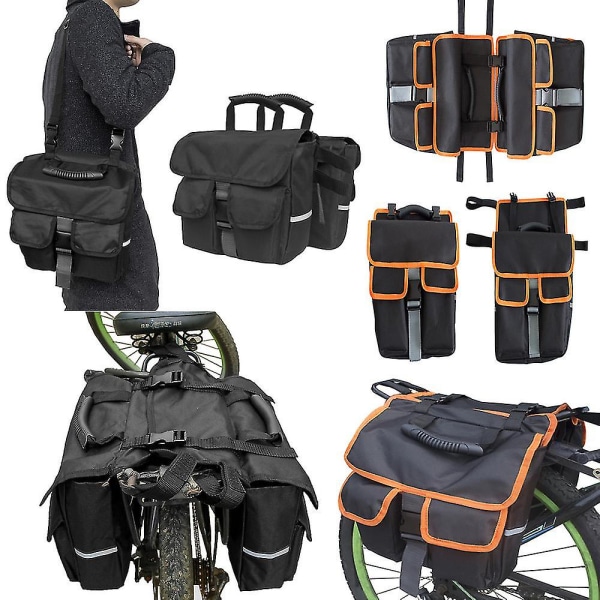Vattentät bärbar cykelväska Vattentätt material Cykelväska med reflekterande klädsel, sadelväskor för cykelbaksäte black