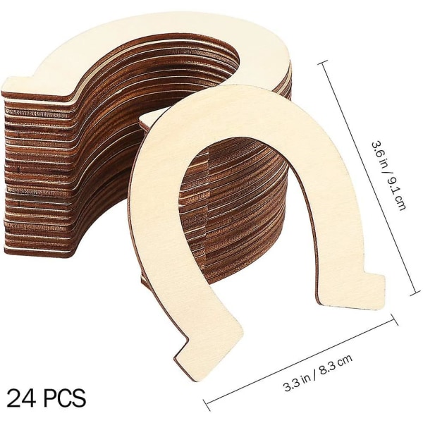 24 kpl puulevyjä viipaleita hevosenkengän muotoiset puiset leikkaukset askartelu-se-koriste