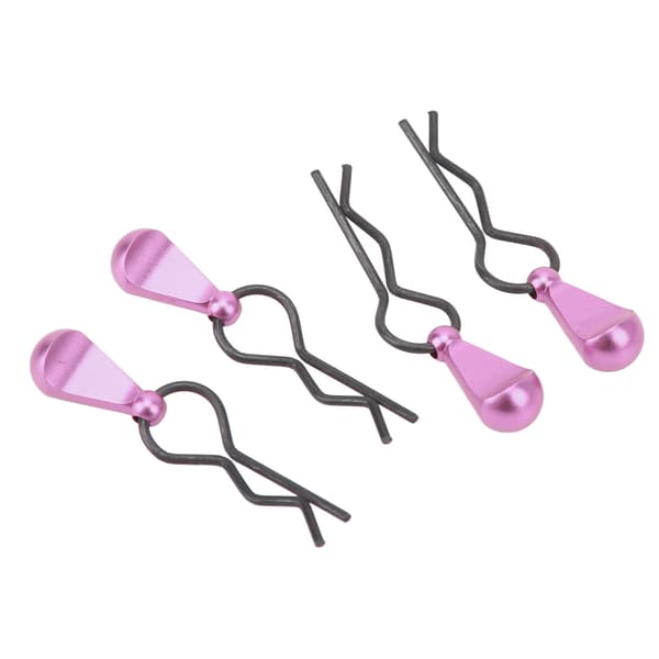 4 stk. lilla rustfrit stål RC karosseri clips med aluminiumslegering trækflapper til 1/8 1/10 RC bil