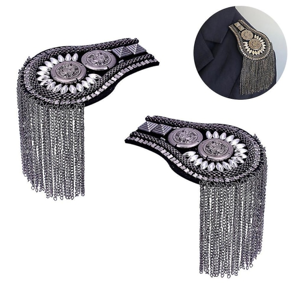 1 Pari Tassel Link Chain Epaulet Olkalaudat Rintanappi metallihapsut