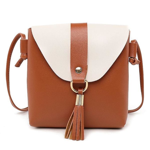 Pu Läder Kvinnor Bucket Axelväska Mode Paneled Tofs Crossbody Bag Kvinnlig Messenger Bag Små handväskor (svart)