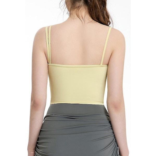 Yoga Tank Top Sports BH Tynn skulderrem Sling Top Fitness BH Yellow L
