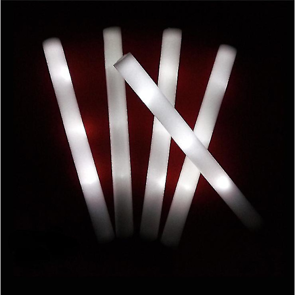 10 st Light-up Led Färgglada Foam Sticks Sponge Glow Sticks Batonger Glow Wands Blinkande ljus Stick Party Cheer Supplies White