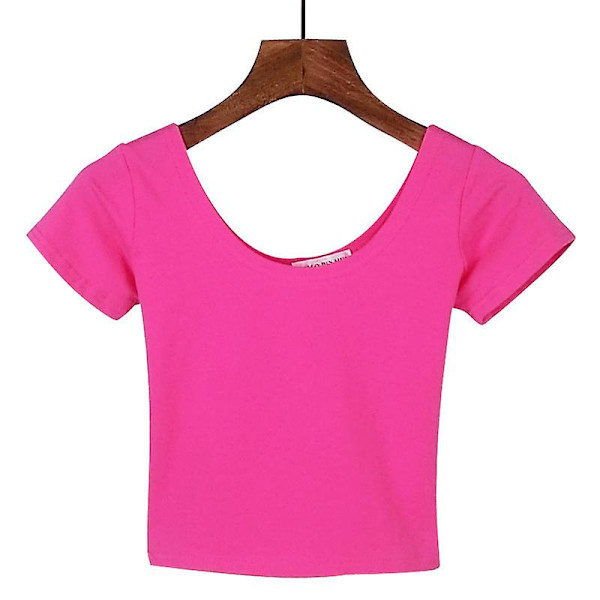 U-hals Sexet Crop Top Dame Kortærmet T-shirt T-shirt Basic Stretch T-shirts Kvinder Harajuku Slank Kvinder Top Til Kvinder Tøj H L