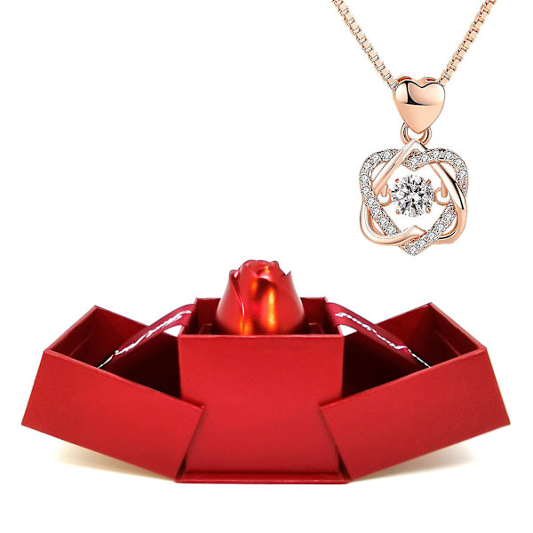 Rose smykker opbevaringsæske Elegant krystal vedhæng halskæde Romantisk valentinsdag gave til kvinder Gift Box without Necklace