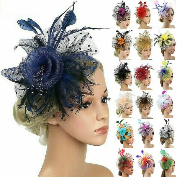 Feather Hair Fascinator Alice Headband Clip Naisten Häät color