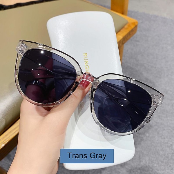 Vintage Cat Eye solglasögon för kvinna mode svart retro solglasögon dam klassiska utomhus nyanser designer transgrå Trans Gray