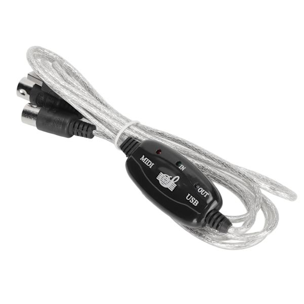 MIDI til USB Kabel Ca. 2,2yd Langt 16 Kanaler USB PC Interface LED Strøm Input Output Indikator USB MIDI Kabel