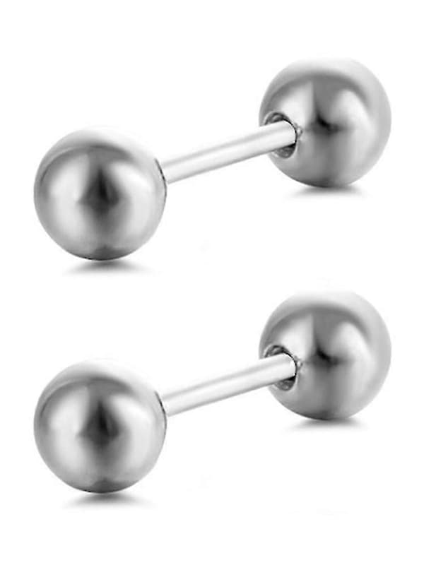 1 par/förpackning Skivstångsformade Titanstål Gotiska Örhängen Moderiktiga 4mm Diameter Silver