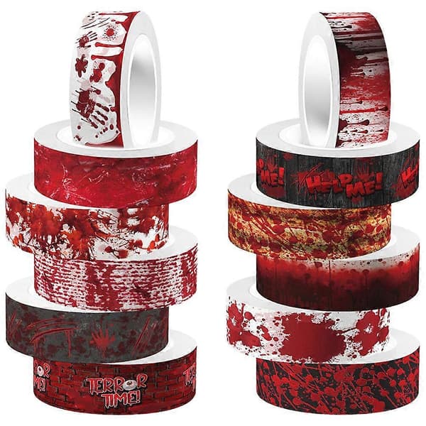 2025 12 Rullar Halloween Washi Tejp Blodiga Trycktejper Halloween DIY-tejper Scrapbooking-tejper