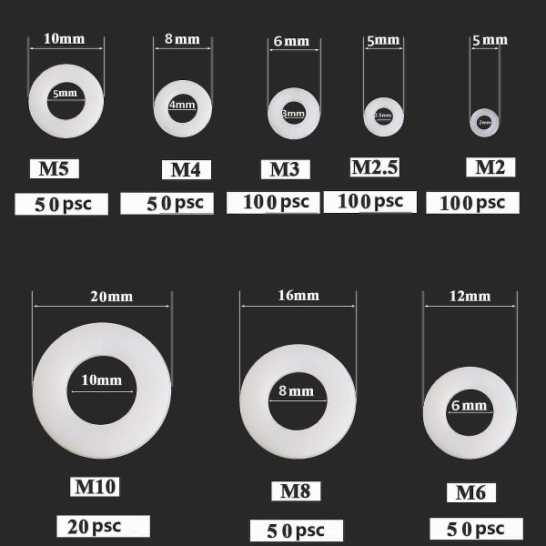Nylon Rund Plast Distansbricka För Flat Bricka 520 Styck