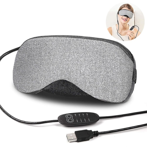 Bärbar kall och varm USB uppvärmd ångmask för ögon + Återanvändbara Ice Gels Grå Gray