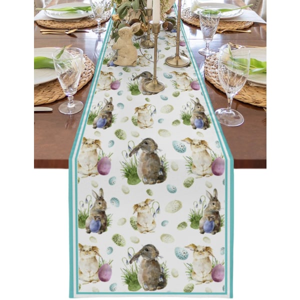 Pääsiäispupu Egg Watercolour Rabbit Table Runner Hääjuhlapöytäkoristeet kodin sisustukseen Lahja Favor Placematto Pöytäliina