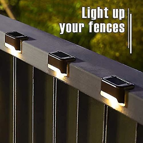 Solar Deck Lights Outdoor, 4/8/12 Pack Solar Step Lights Vanntette Led Solar Lights For utendørs trapper, trinn, gjerde, rekkverk, hage og uteplass black shell