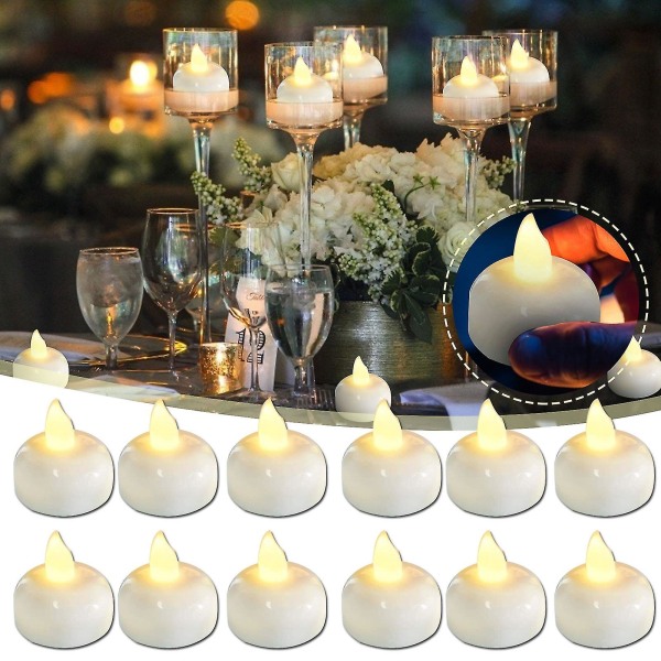 12 kpl Led kelluvat kynttilät liekettömät vesikynttilät vedenpitävä kynttilälamppu hääjuhliin Warm
