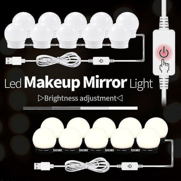 3 Temperaturlampa USB Simple Bath Makeup-lampor, Källa: 14 lysdioder