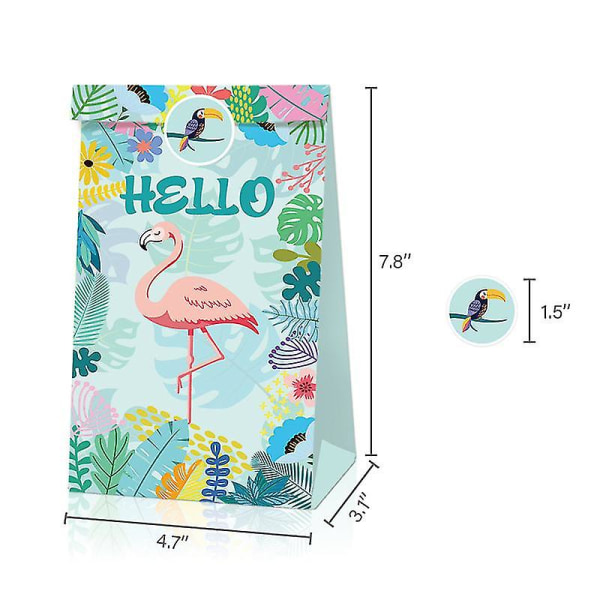 12 st Ananas Flamingo Kraftpapper presentpåsar Hawaiian Tropical Party stil D style D