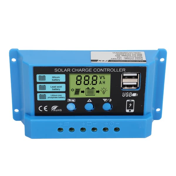 Solar Charge Controller 10A til 12V 24V Batteri Gadelygte PV Panel