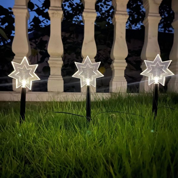 Tähti- tai lumihiutale-LED-puutarhavalot – LED-polkukoriste Puutarhan nurmikkopatio – Joulun hehkuvat joulukoristeet Seven pointed star