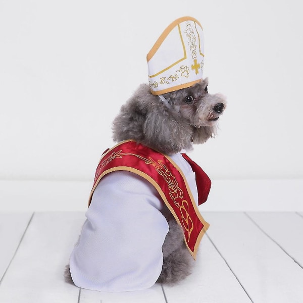 Pave Hundekostume - Halloween Holy Hound Hundekostume, Sødt Holy Father Hundekostume L