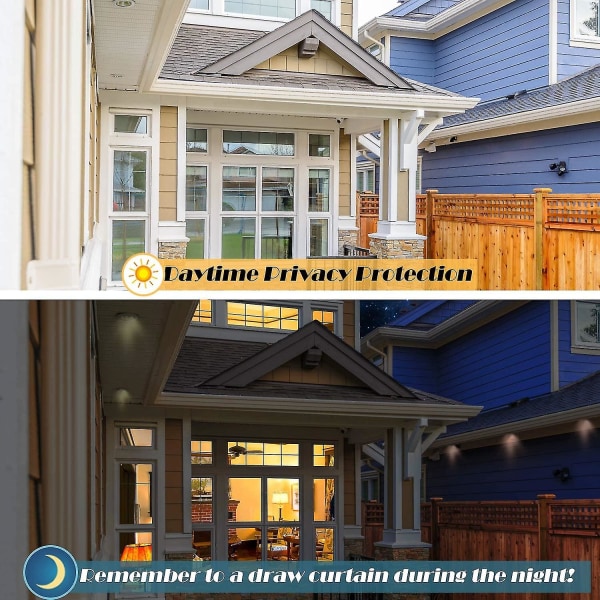 One Way Window Film Non-adhesive, Daytime Privacy Reflective Mirror Window Tint For Home, Heat Control Uv Blocking, Self Static Cling Window Stickers