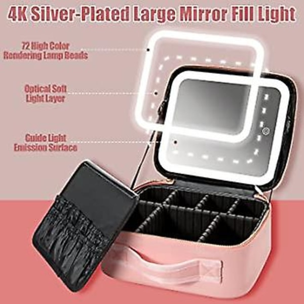 Led Light Up Mirror Portable Makeup Case Organizer Sminkborste Tillbehör