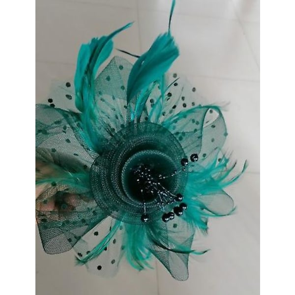 Feather Hair Fascinator Alice Pannband Clip Damer Bröllop Malachite Green