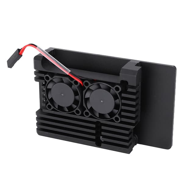 Värmeavledningsskal i aluminiumlegering med dubbla fläktar för Raspberry Pi 3 Modell 2b 3b