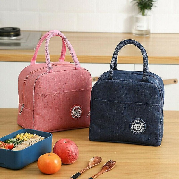 Barn Vuxen Lunchväska Isolerad kylväska Picknickväska Skol Lunchlåda Rosa Pink