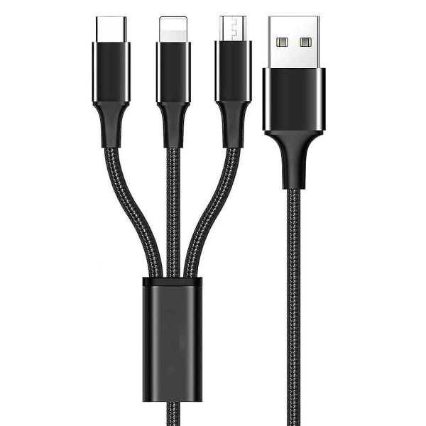 1,2 m multiopladningskabel 3a,3-i-1 usb-ladeledning med telefon/type C