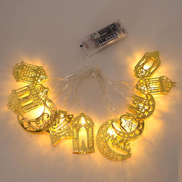 Ramadan Dekoration Moon Star Led Lantern String Lights Eid Mubarak Ramadan Kareem Dekor för hemmet Al-fitr Eid festtillbehör 14
