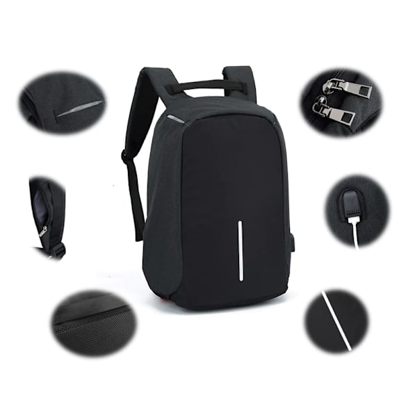USB latausportti School Travel Pack sopii alle 15,6 tuuman kannettavalle tietokoneelle - musta