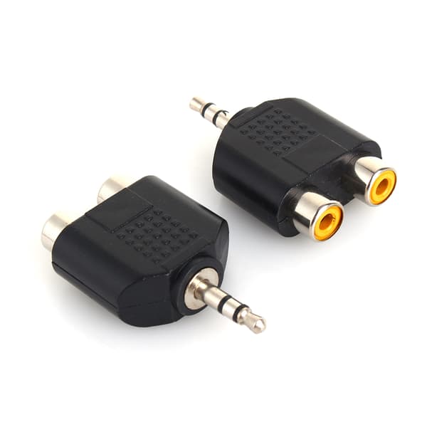 3,5 mm han til 2 RCA hun Audio Forlænger Adapter